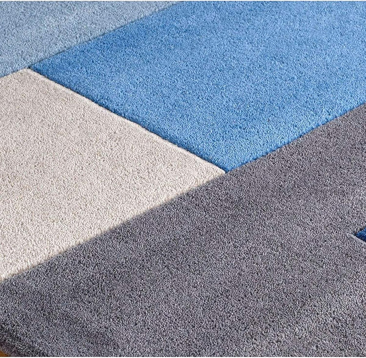 Hand Tufted Wool Rug | Royal Blue, Sky Blue & Ivory | Wool | Orchidgem by Rugfine