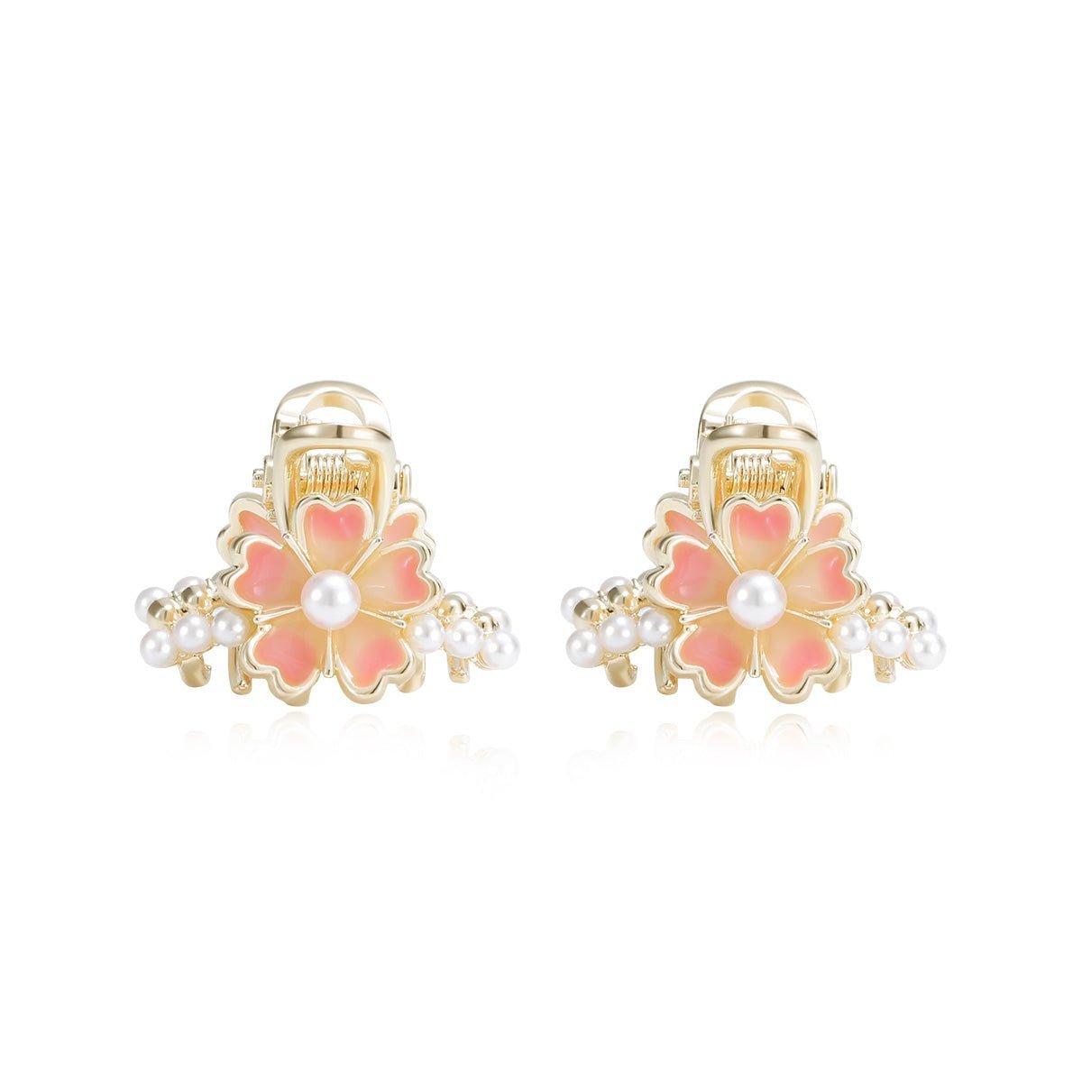 Pearl-embellished Cherry Blossom Pink Hair Clip Set - Hair accessories at Dealshubindia