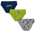 Boys' Sonic character briefs underwear set: navy, lime green, and gray prints.