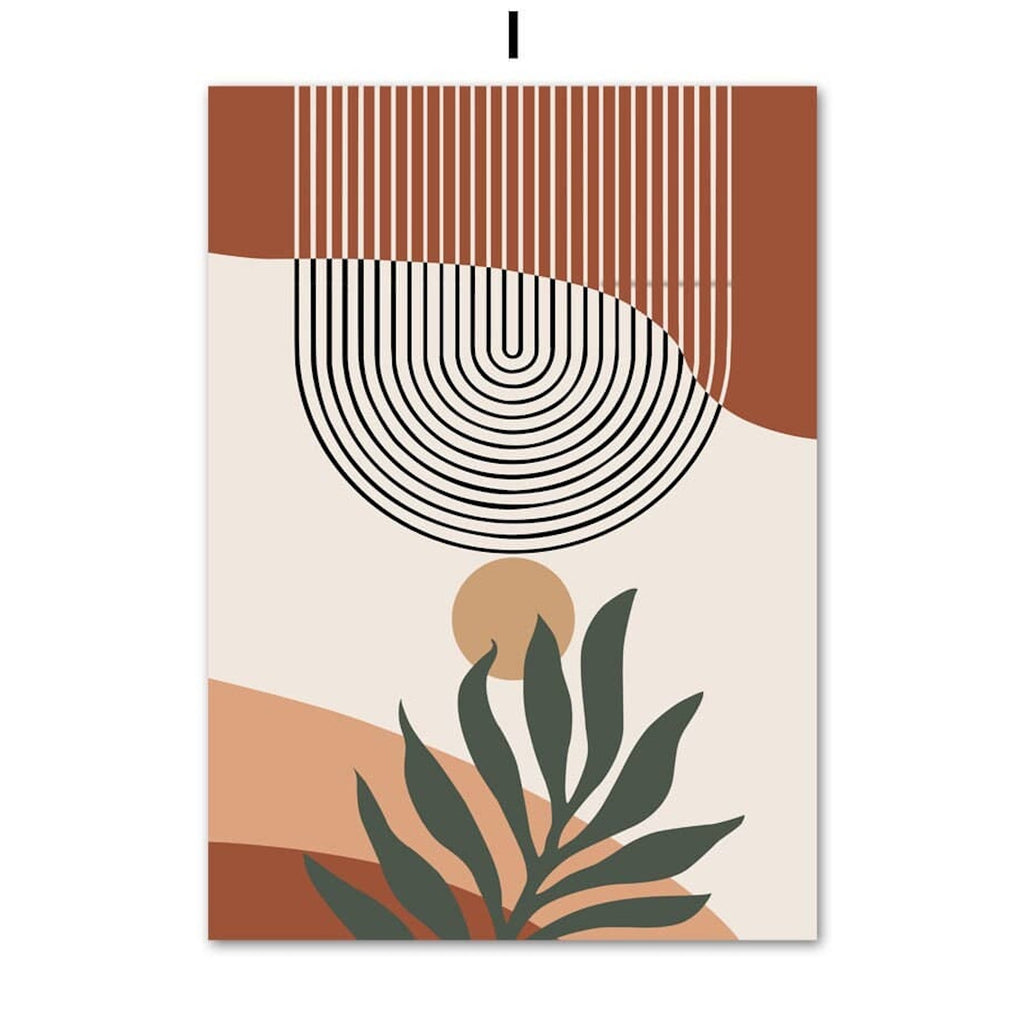 Poster Boho Grüne Blätter · Geometrische Formen als Deko Print ohne Rahmen