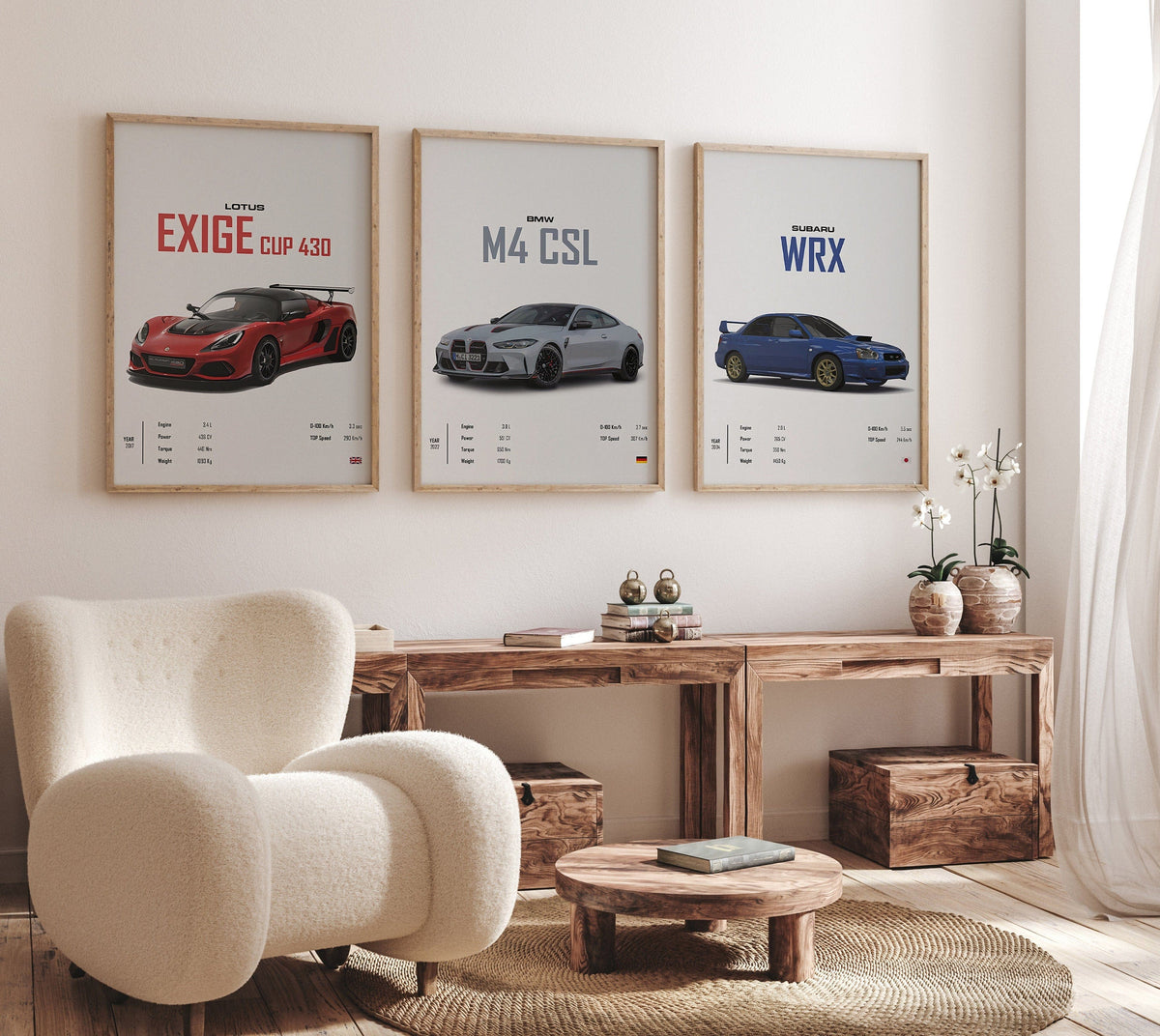 Poster Sportwagen  BMW LOTUS SUBARU Klassiker Legenden · Geschenk für ihn · Wohnzimmmer & Büro · Wand Deko · Print ohne Rahmen-1