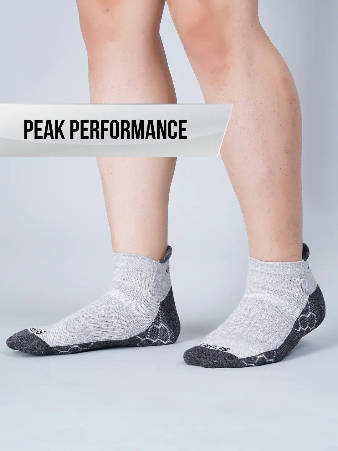 Pro+ PowerFit Athlete-Grade Performance Compression Sports Socks – Ankle Length – Pack of 3 Grey