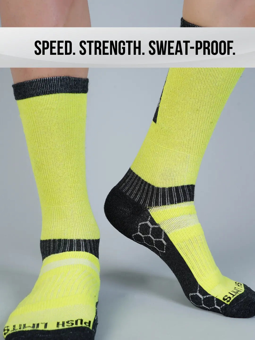 Pro+ PowerFit Athlete-Grade Performance Compression Sports Socks Crew Length - Pack of 2 Black, Neon Green