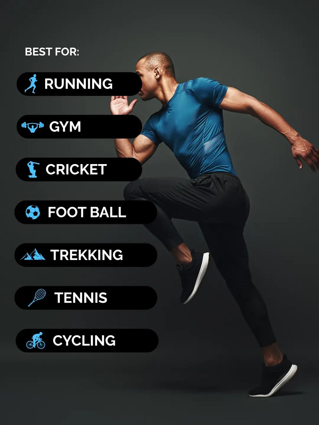 Sports socks for gym, running, hiking and workouts