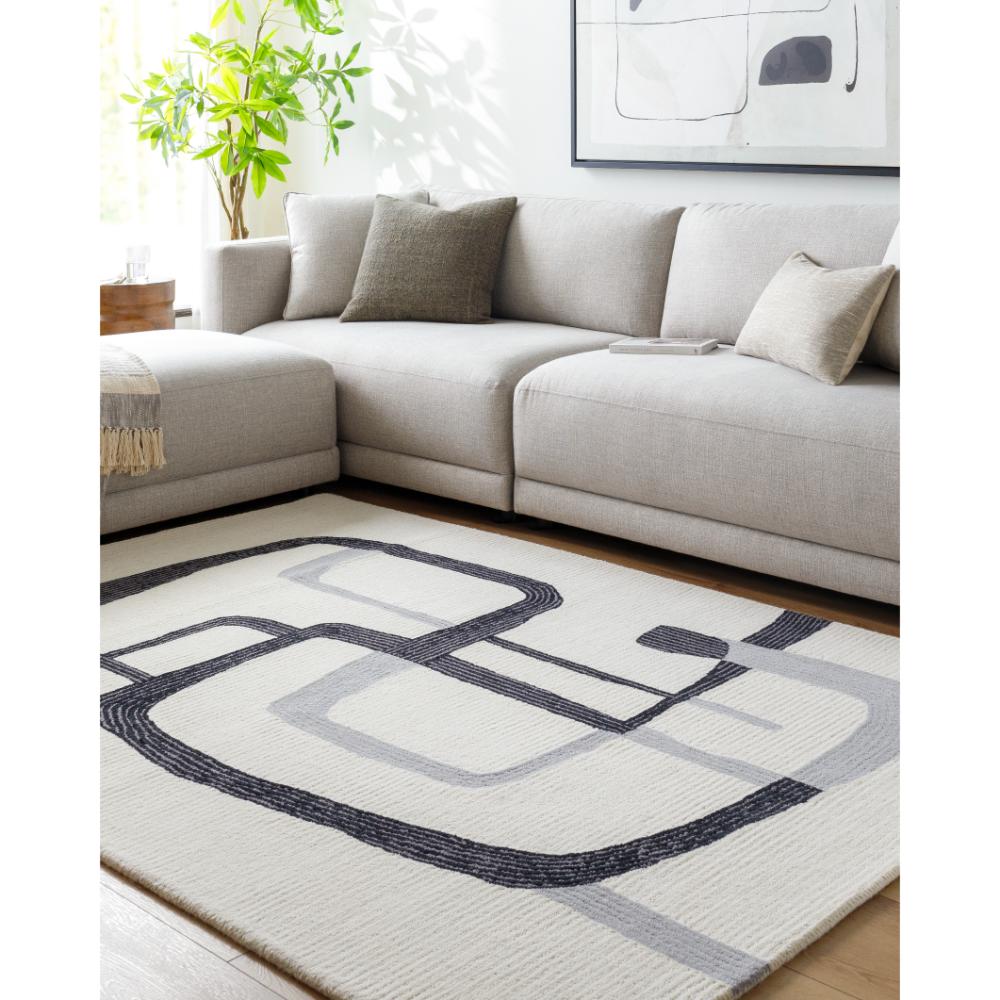Hand Tufted Rug | Ivory, Black & Grey | Wool | Primal by Rugfine