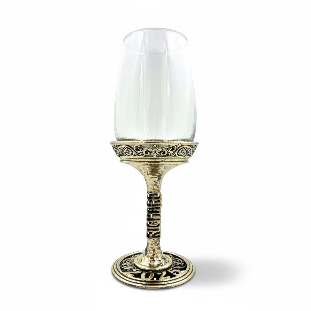 Personalized Wine Glasses – Block Capitals on the Stem, Set of 1 or 2