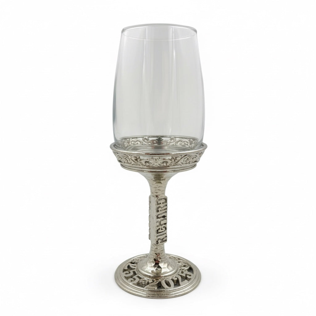 Personalized Wine Glasses – Block Capitals on the Stem, Set of 1 or 2