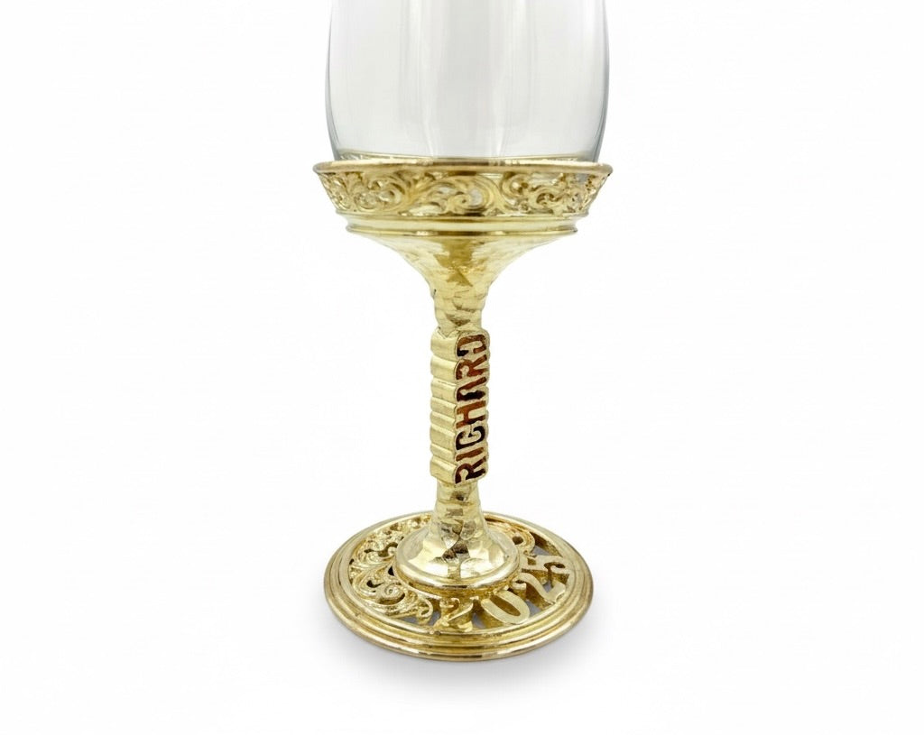 Personalized Wine Glasses – Block Capitals on the Stem, Set of 1 or 2