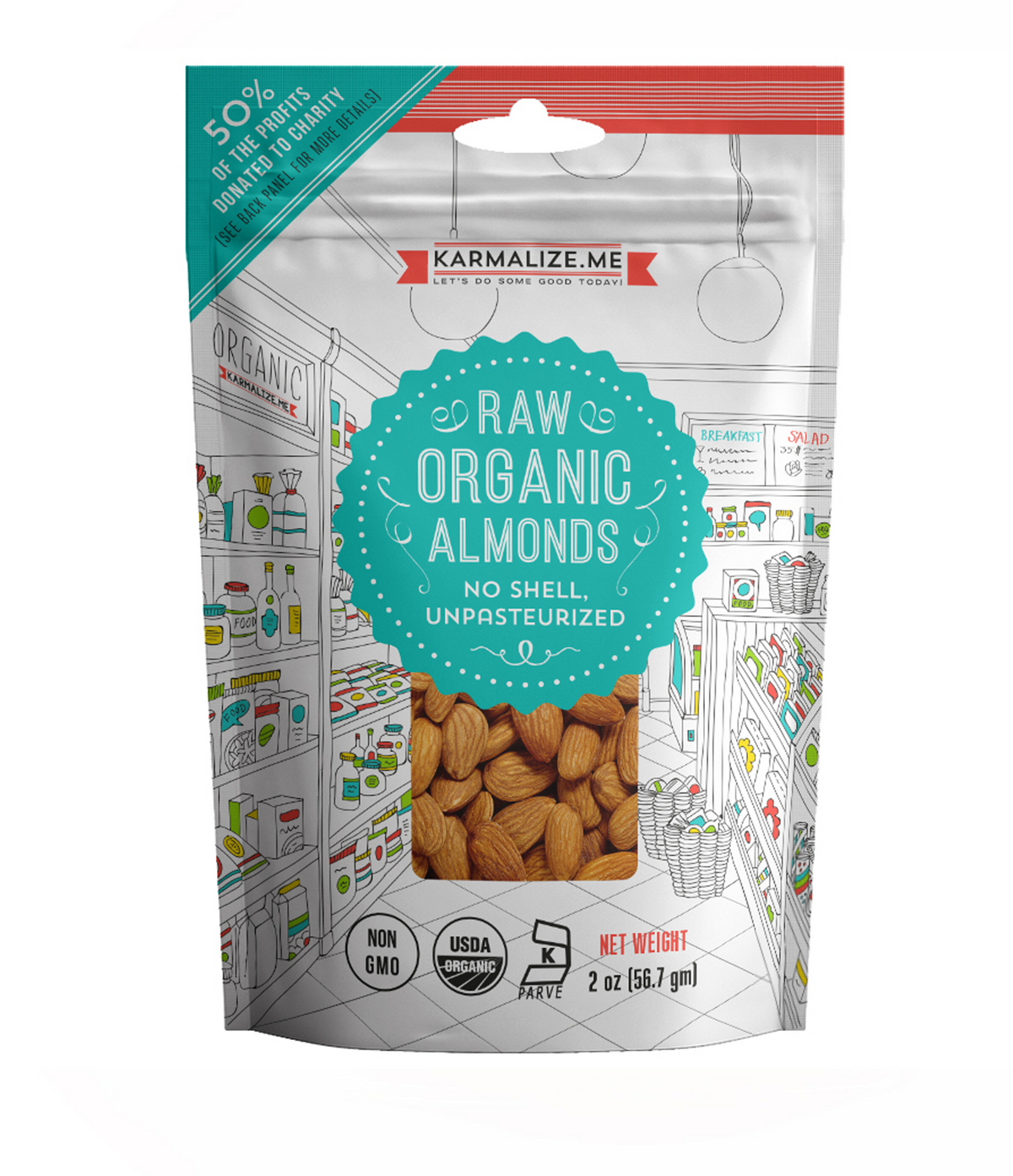 Raw Organic Almonds Snack Pack - 2 oz. - Organic Nuts,Snack Packs at Dealshubindia