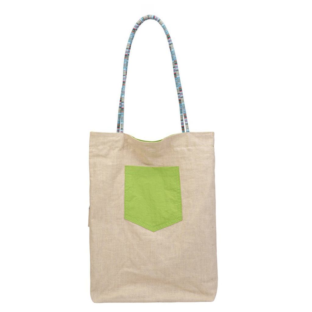 Reversible Ramie Linen Tote Bag – Ultra-Light 2-in-1 Dual-Color Shoulder Bag with Woven Strap - Totes at Dealshubindia