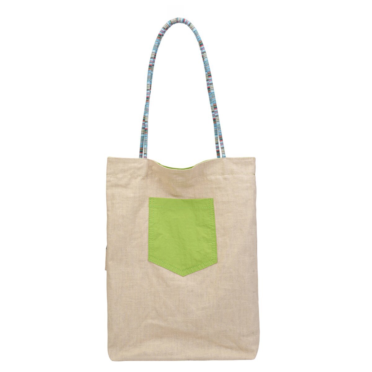 Reversible Ramie Linen Tote Bag – Ultra-Light 2-in-1 Dual-Color Shoulder Bag with Woven Strap - Totes at Dealshubindia