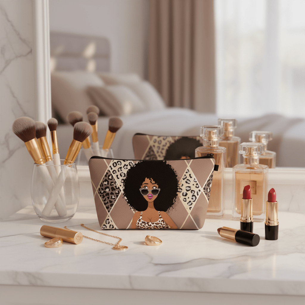 Melanated Women Cosmetic Bag — Afrocentric & Affirmation Styles - Cosmetic Bag at Dealshubindia