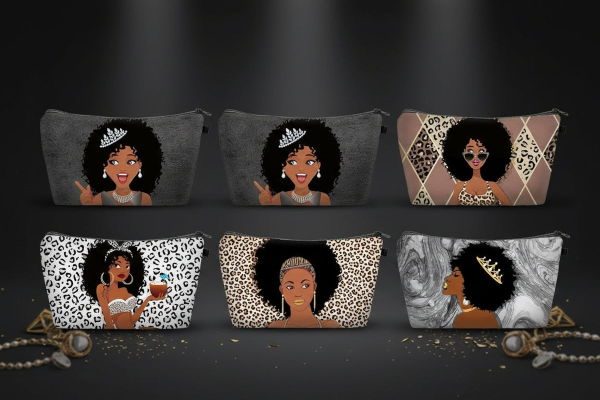 Melanated Women Cosmetic Bag — Afrocentric & Affirmation Styles - Cosmetic Bag at Dealshubindia