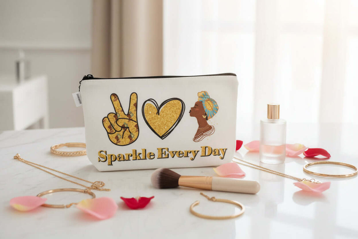Melanated Women Cosmetic Bag — Afrocentric & Affirmation Styles - Cosmetic Bag at Dealshubindia