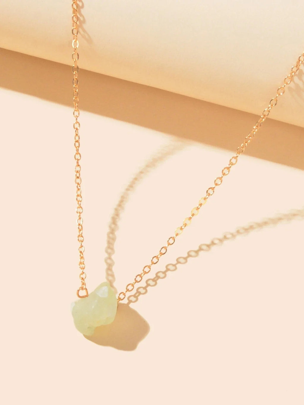 Gold Chain Natural Geometric Stone Crystal Charm Necklace Teens Collar Jewellery