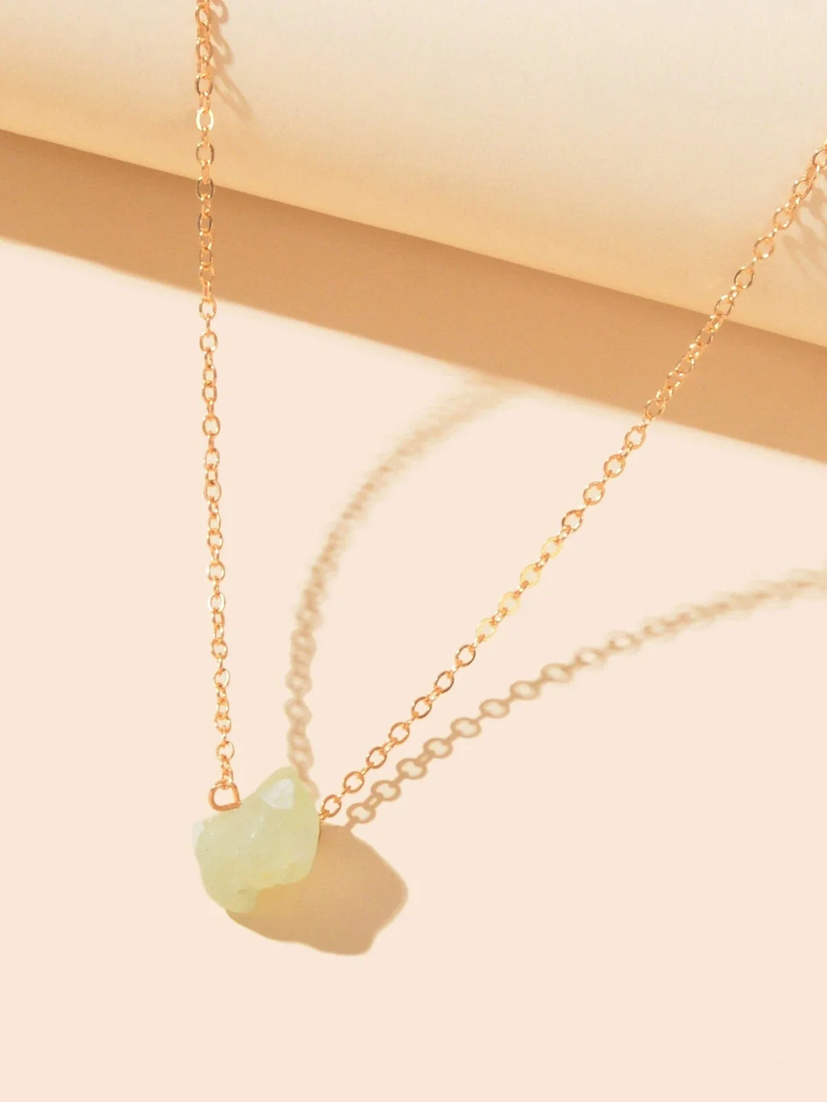 Gold Chain Natural Geometric Stone Crystal Charm Necklace Teens Collar Jewellery