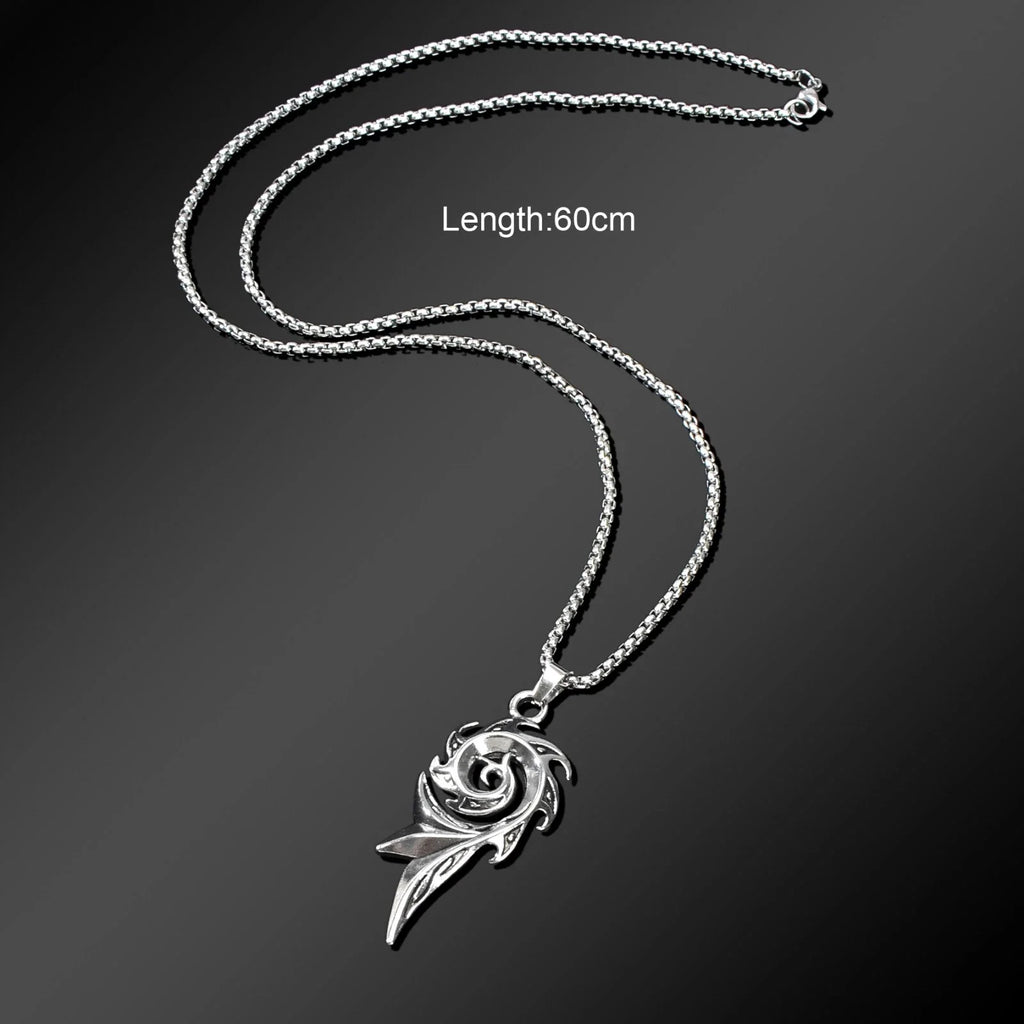 Punk Rock Men Jewellery Stainless Steel Long Chain Geometric Pendant Necklace