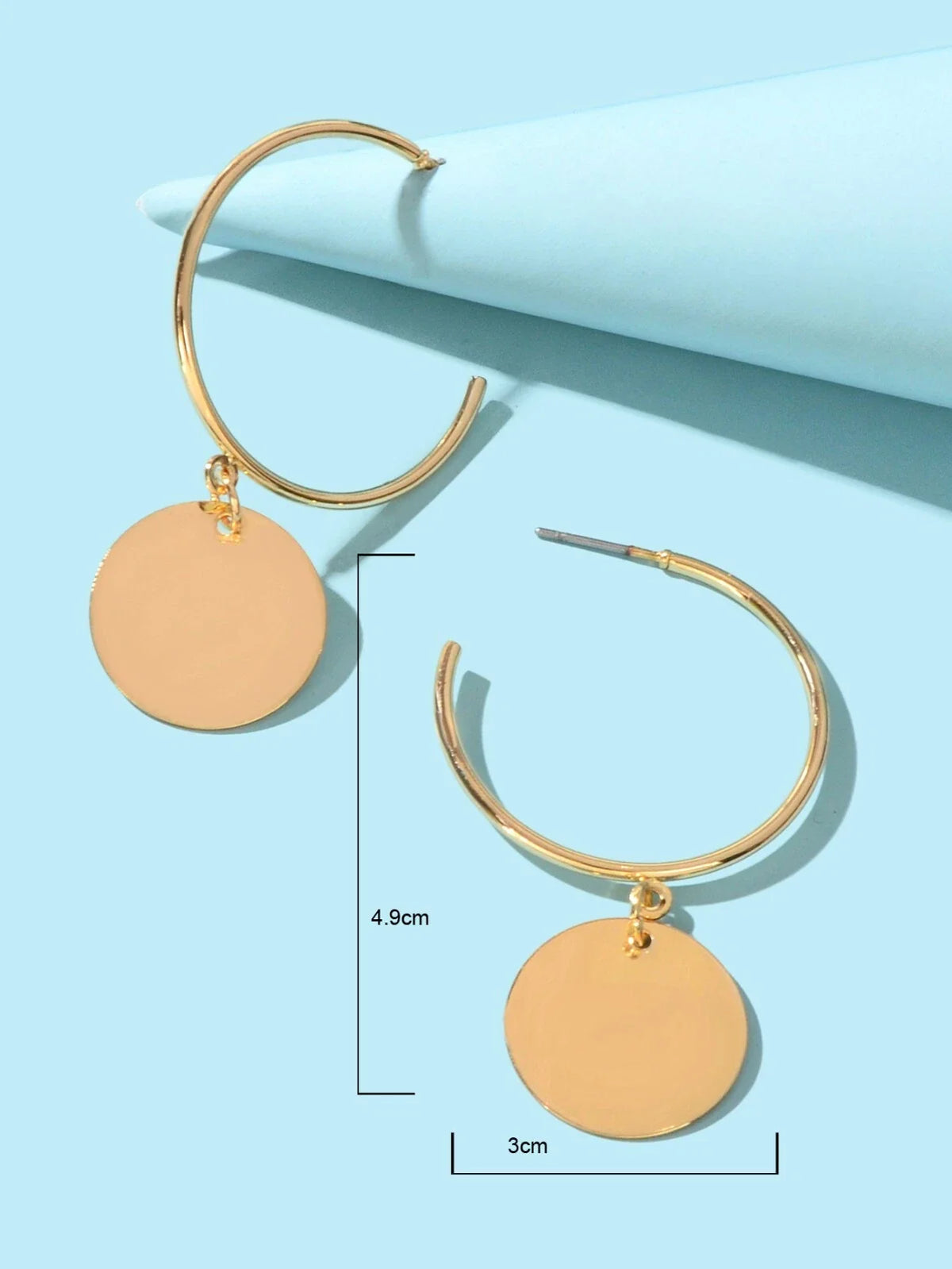 Punk Jewellery Gold Silver Round Disc Geometric Hoop Earrings Women Accessories