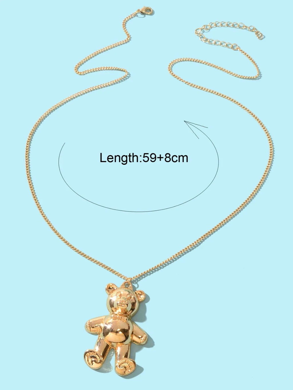 Fashion Jewelry Gold Silver Long Chain Lovely Bear Pendant Necklace Accessories