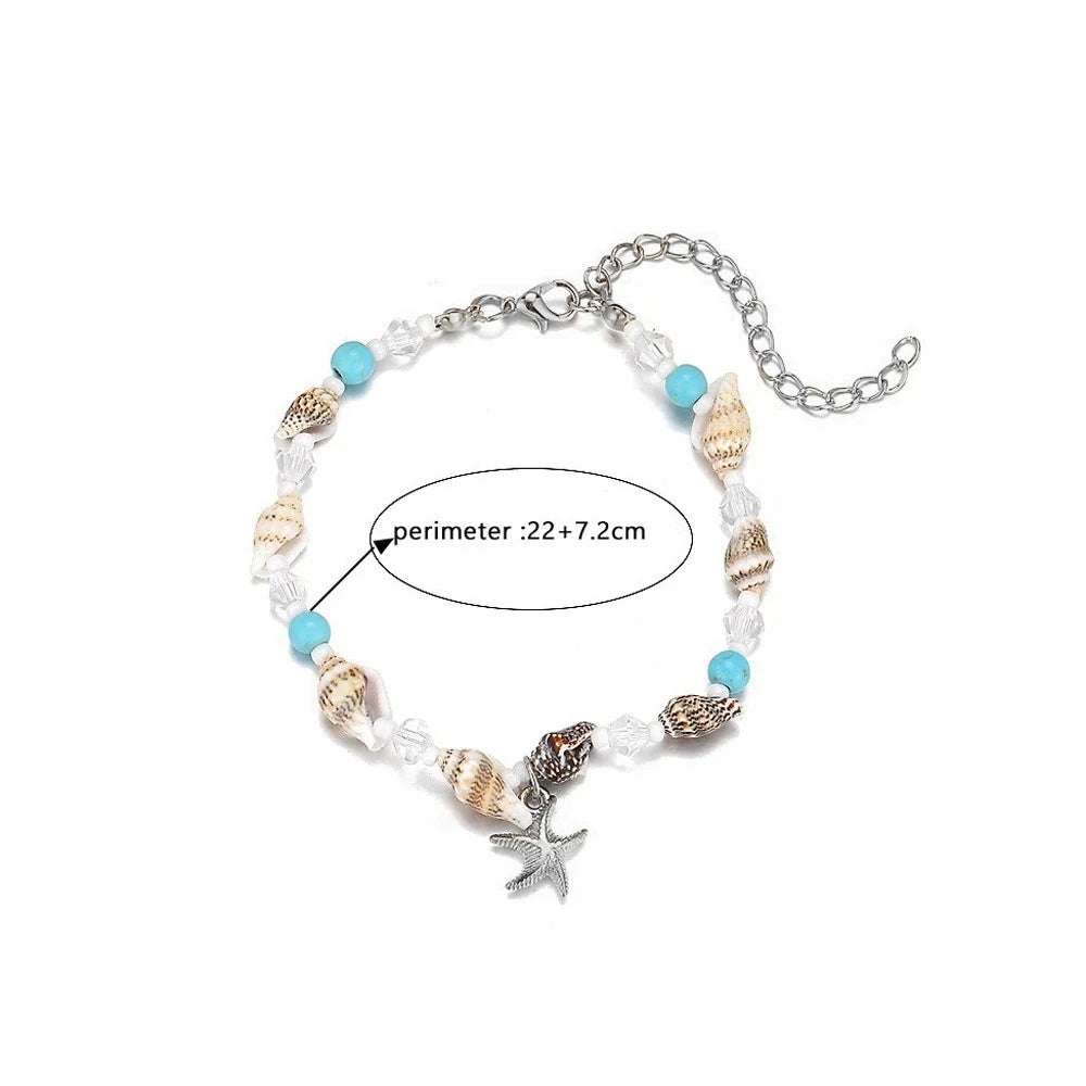 Beach Vacation Jewellery Handmade Beads Chain Starfish Charm Bohemian Bracelet