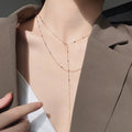 2pcs Multi-layer Long Chain Tassel Fringe Necklace Double Chokers Accessories