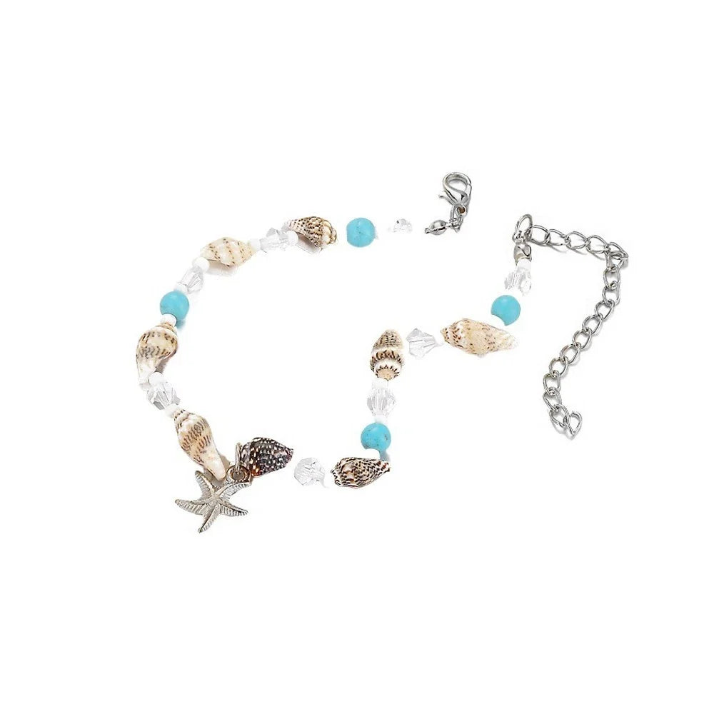 Beach Vacation Jewellery Handmade Beads Chain Starfish Charm Bohemian Bracelet