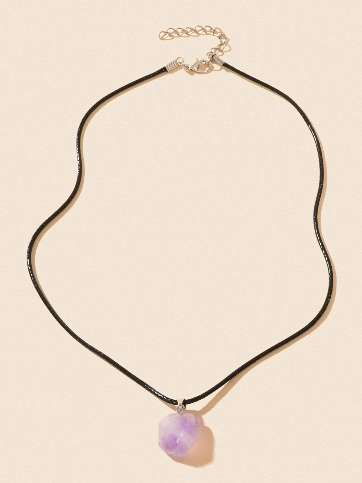 Purple Stone Jewellery 100% Natural Amethyst Quartz Crystal Charm Necklace Gift