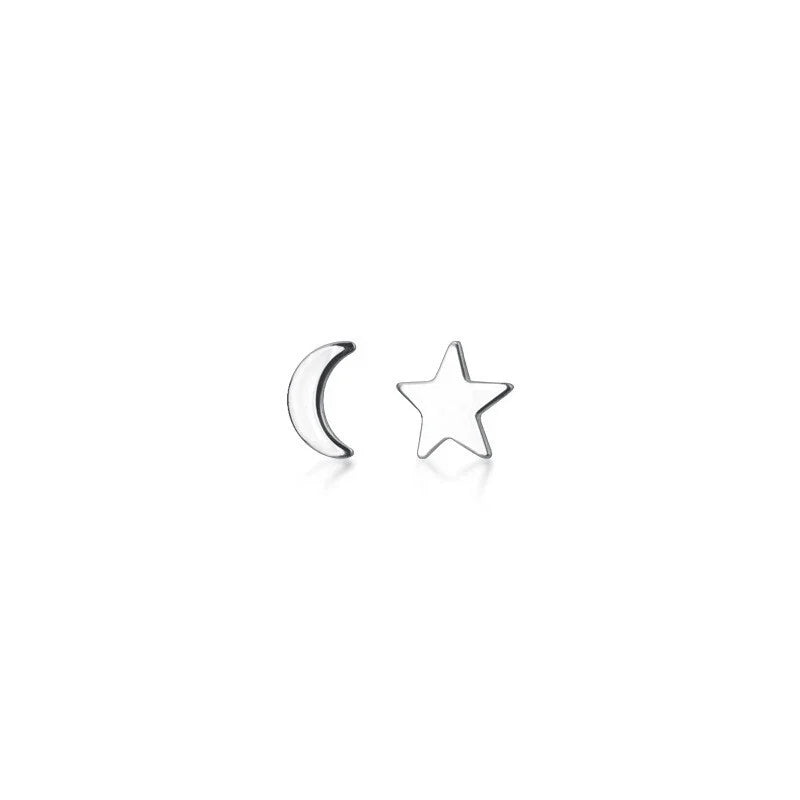 Minimalist Jewellery Star Moon Cute Asymmetric Stud Earrings Stunning Accessory