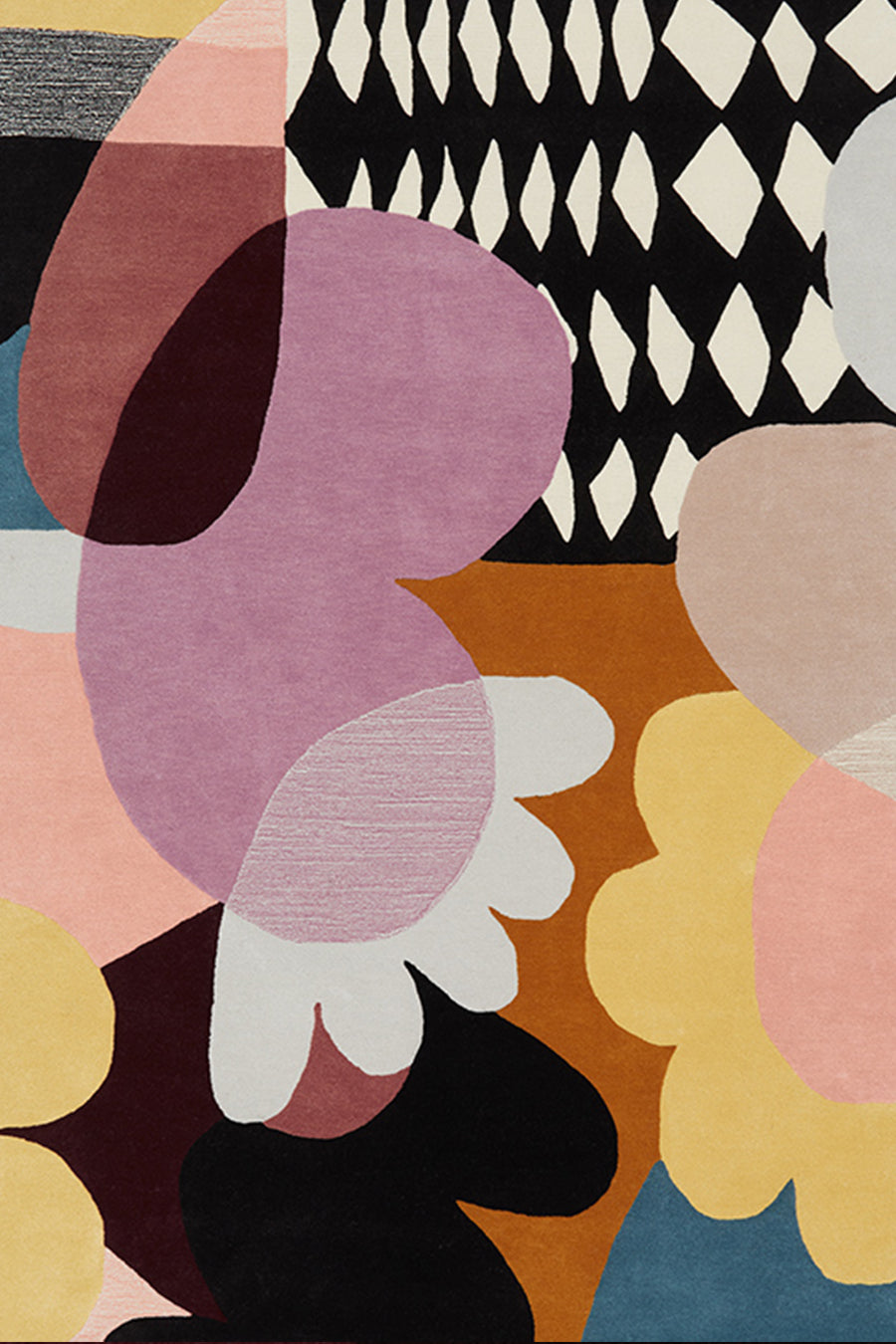 Hand Tufted Wool Rug | Lavender, Black & Burnt Orange | Wool | Safariflor by Rugfine