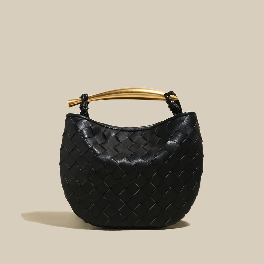 Sculpted Riviera Woven Leather Hobo Bag – Metal Arc Handle Shoulder Bag with Hand-Knotted Details & Convertible Strap - Shoulder Bags at Dealshubindia