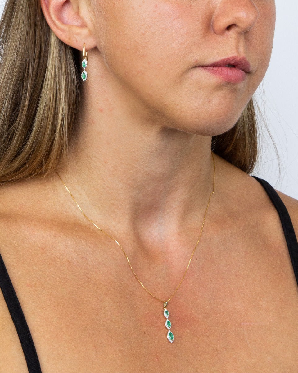 Elements Gold Marquise Double Drop Earrings-3