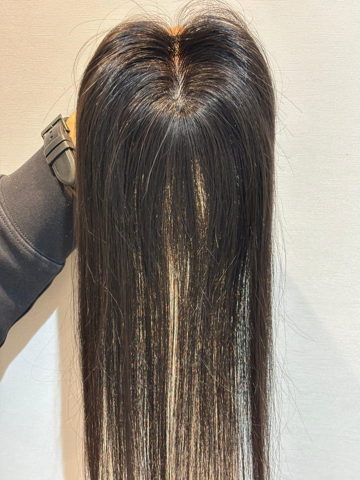 Hair Topper for Backcombed Hair | Silk Base | Natural Black | Straight | Remy Hair India