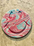 Hand Tufted Smiley Face Round Wool Rug | Pink, Aqua Blue & White | Smiley by Rugfine
