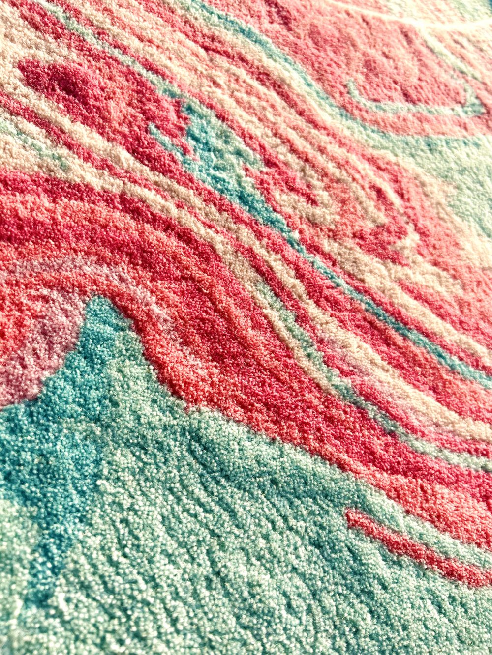 Hand Tufted Smiley Face Round Wool Rug | Pink, Aqua Blue & White | Smiley by Rugfine