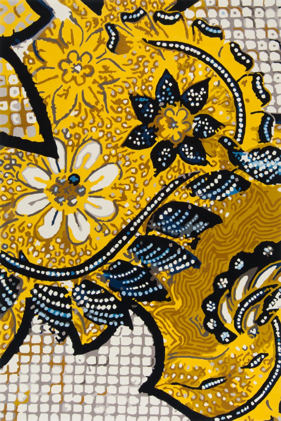 Solaze Rug | Golden Yellow, Navy Blue & White | Hand Tufted New Zealand Wool | Rugfine-1
