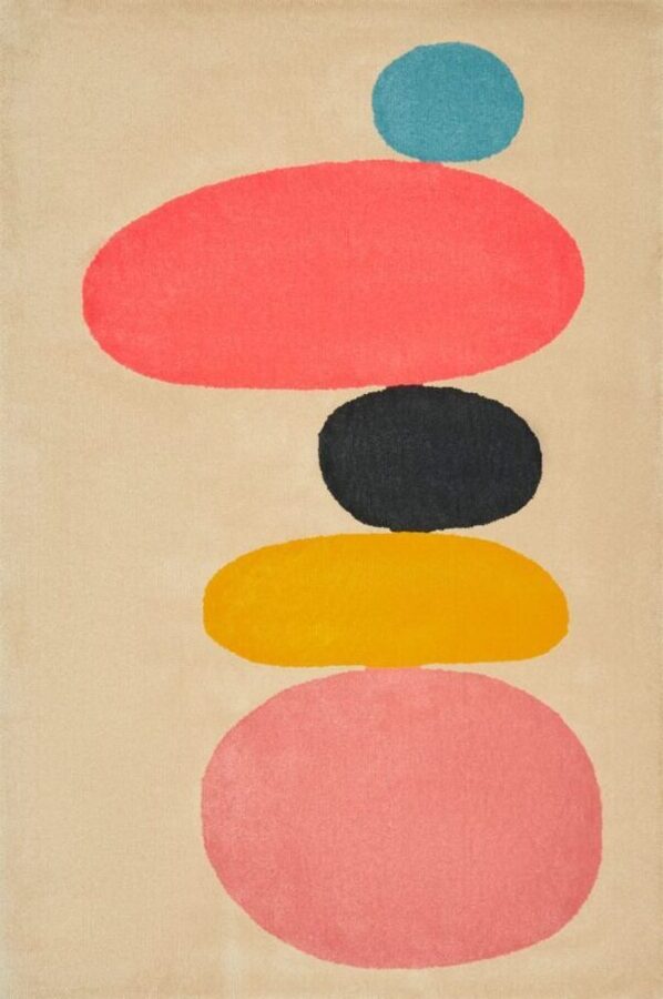 Hand Tufted Rug | Beige, Pink & Yellow | Wool | Sonifex by Rugfine
