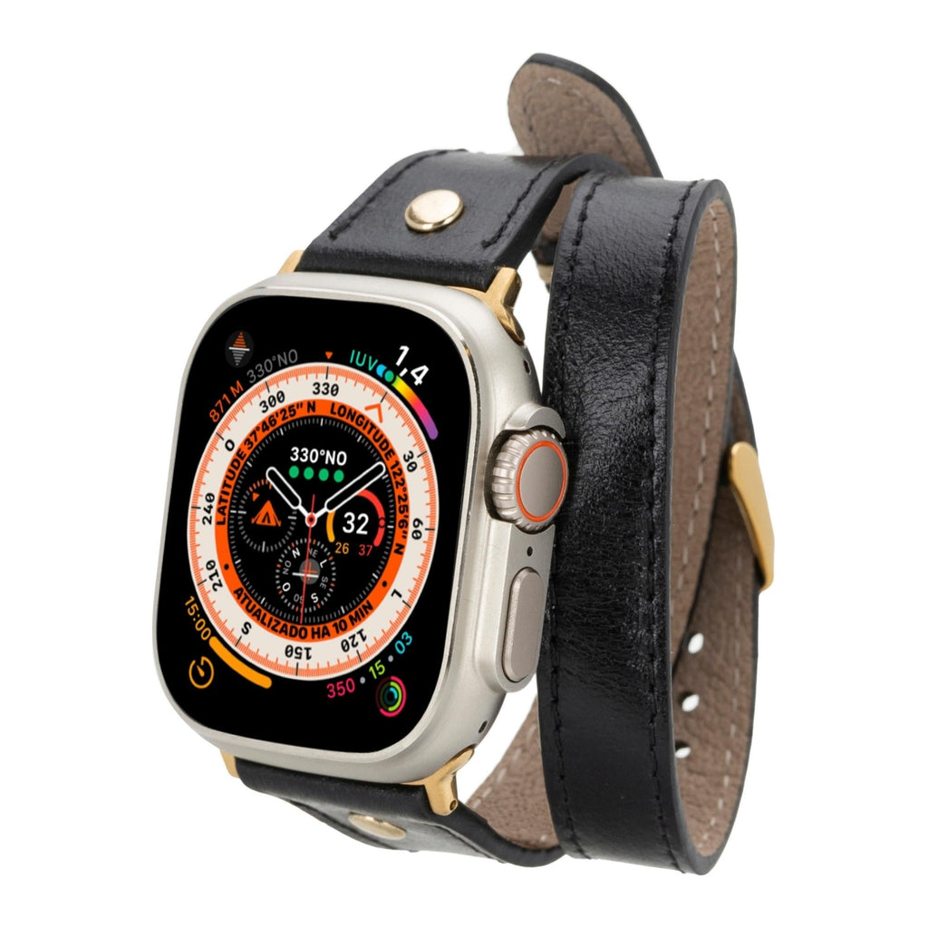 Syracuse Double Tour Leather Bands for Apple Watch 9, Ultra 2 and SE - Watch Bands at Dealshubindia