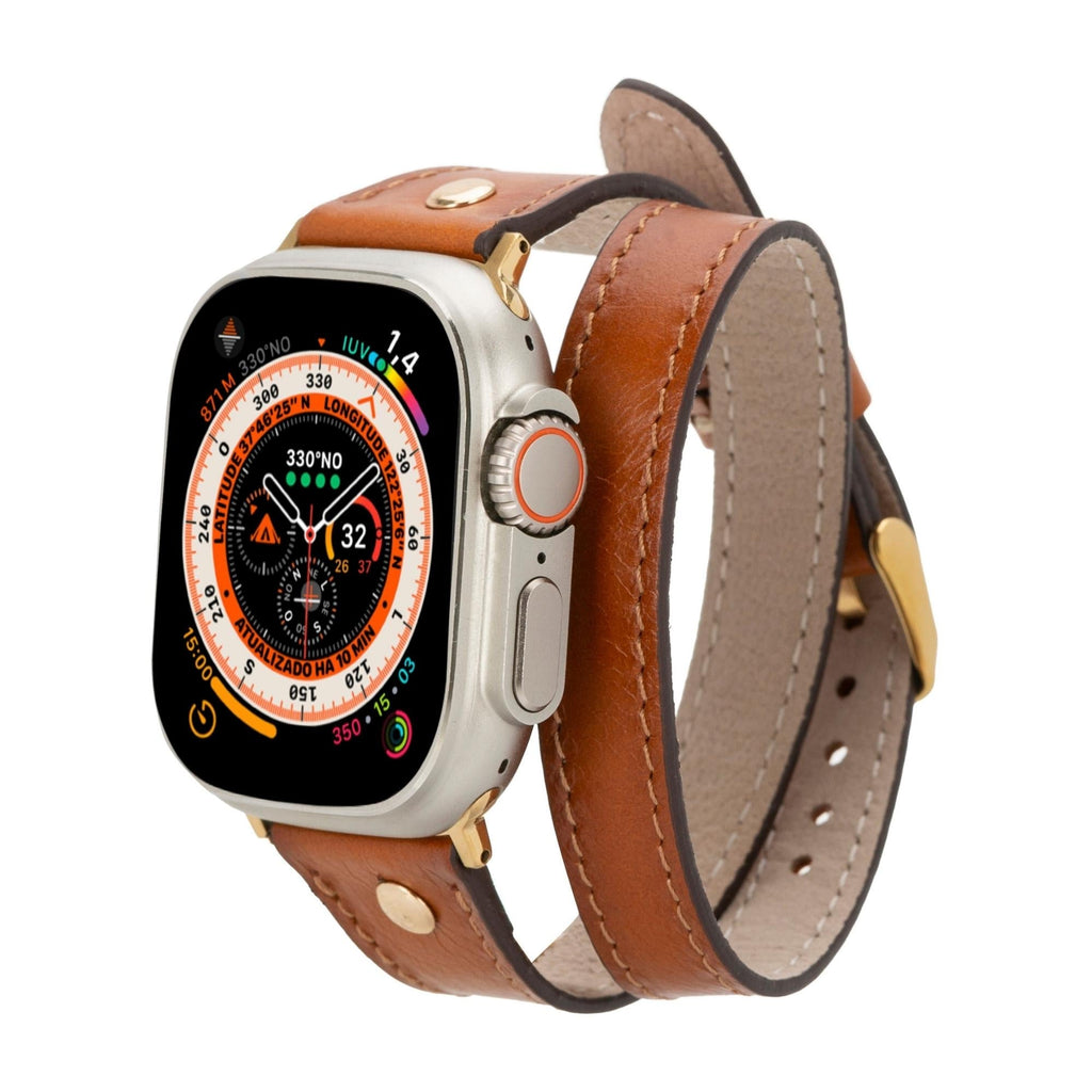 Syracuse Double Tour Leather Bands for Apple Watch 9, Ultra 2 and SE - Watch Bands at Dealshubindia