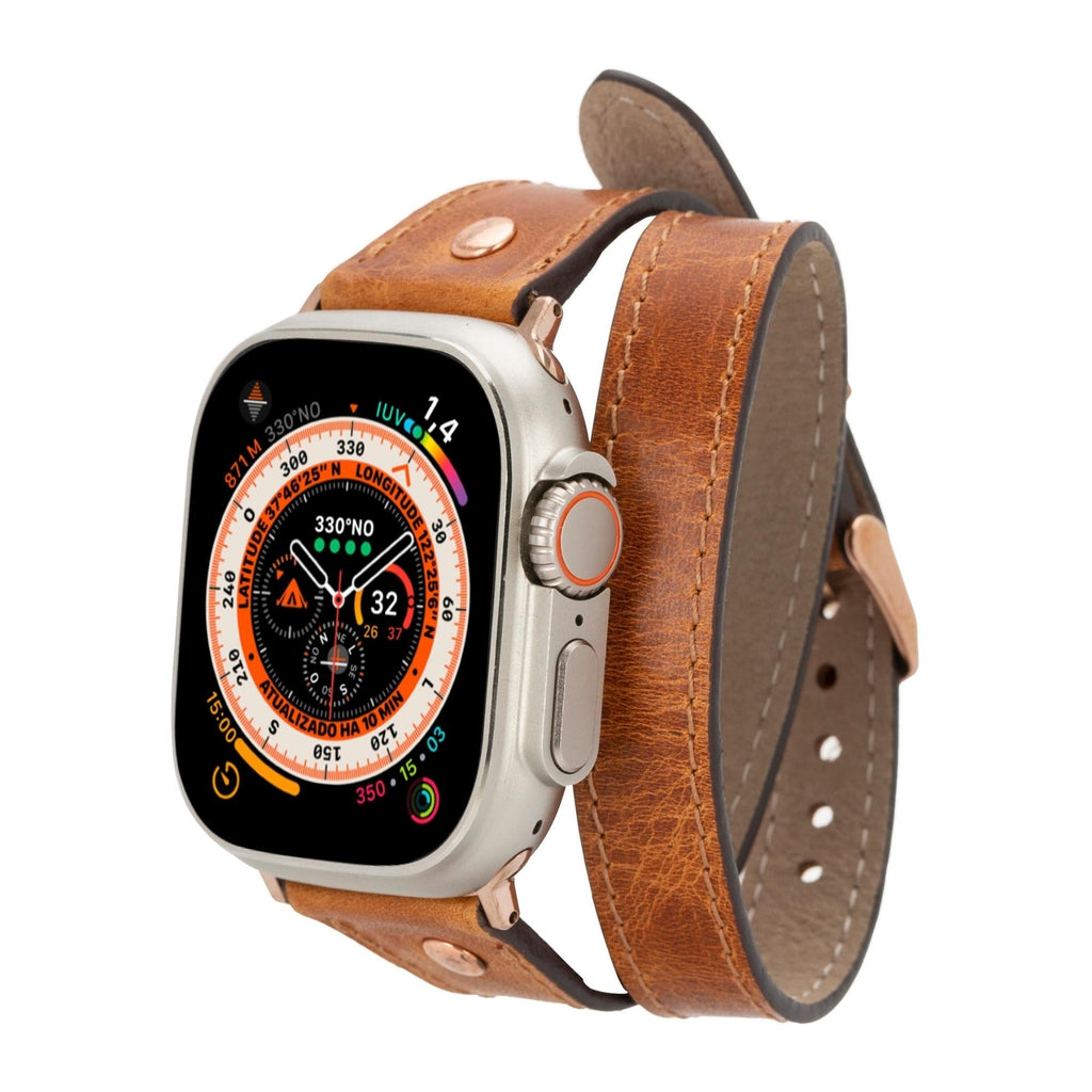 Syracuse Double Tour Leather Bands for Apple Watch 9, Ultra 2 and SE - Watch Bands at Dealshubindia