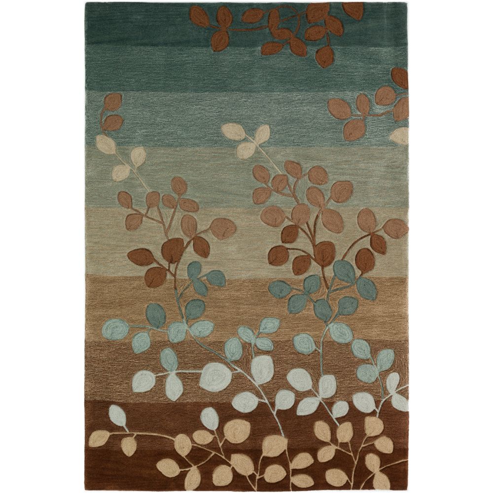 Teal, Brown & Cream Botanical Rug | Wool | Flormi by Rugfine