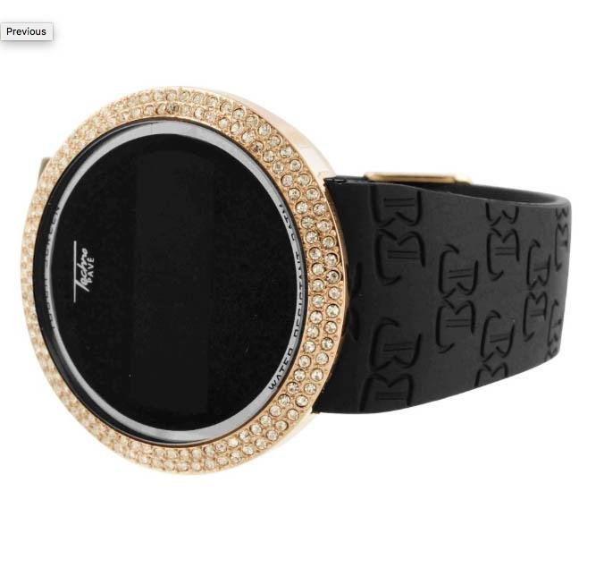 Techno Pave Iced Diamond Gold/Black Watches-1