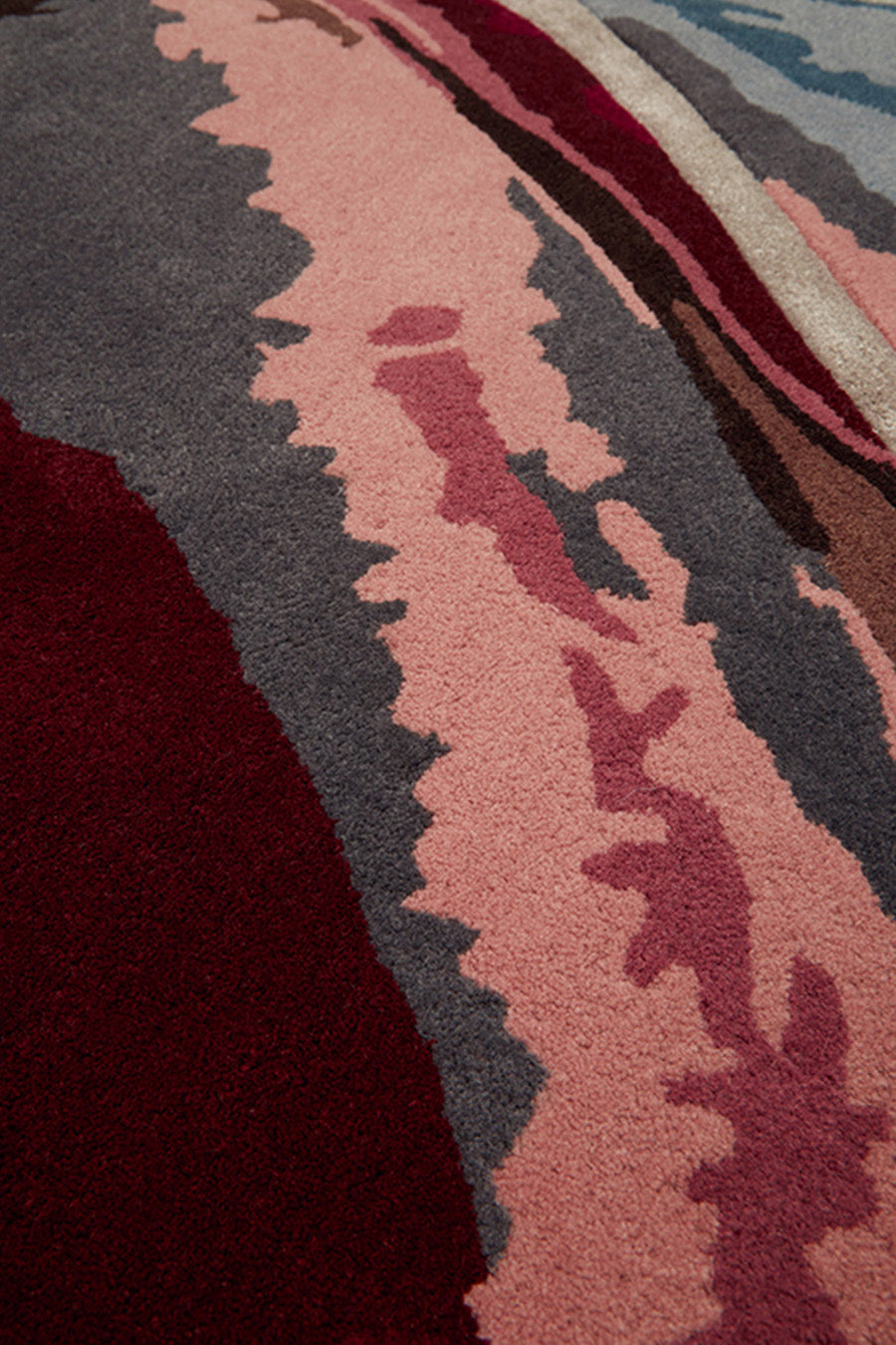 Hand Tufted Nocturne Abstract Round Wool Rug | Navy, Burgundy & Amber | Thorex by Rugfine