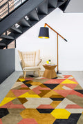 Hand Tufted Rug | Coral, Yellow & Navy | Wool | Tiderush by Rugfine