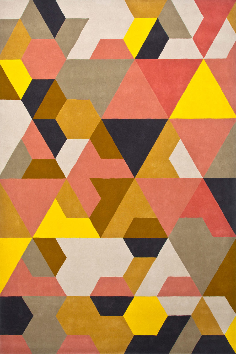 Hand Tufted Rug | Coral, Yellow & Navy | Wool | Tiderush by Rugfine