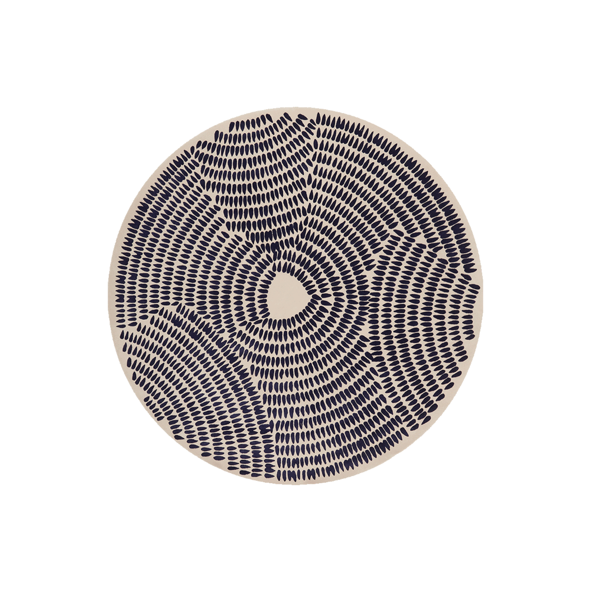 Hand Tufted Spiral Dash Round Wool Rug | Navy & Cream | Trangis by Rugfine