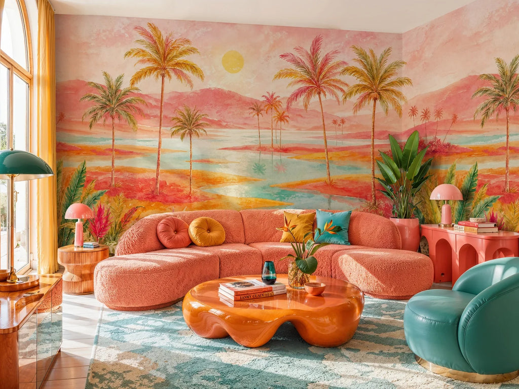 Tropical Lagoon Palm Landscape Wall Mural