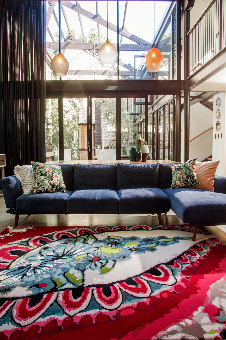 Hand Tufted Floral Wool Rug | Crimson, Teal & Lime Green — Twizmo by Rugfine