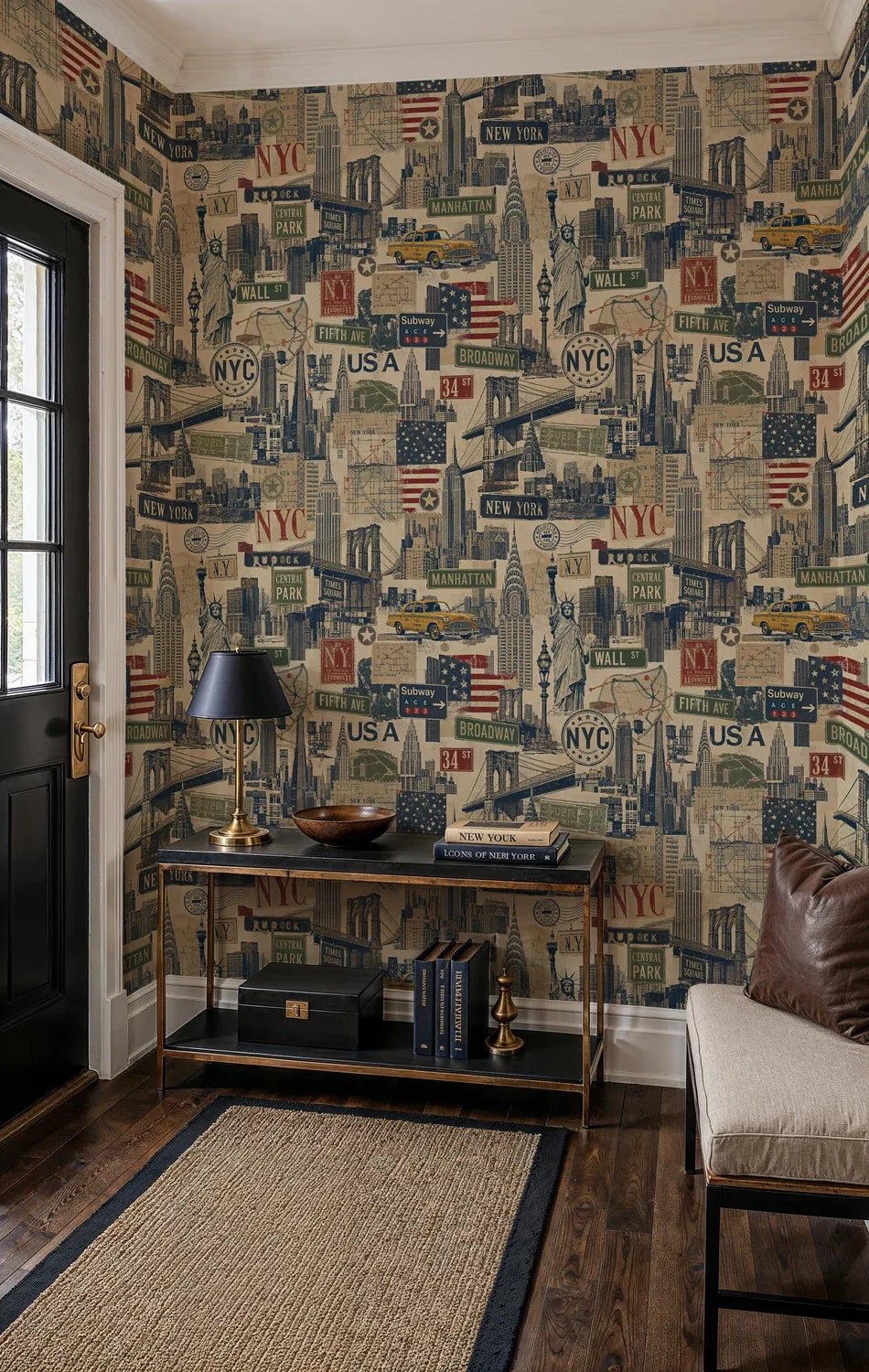 New York City Vintage Collage Wallpaper-3