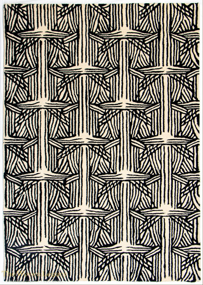 Hand Tufted Striped Rug | Black & Ivory | Wool | Vistripe by Rugfine
