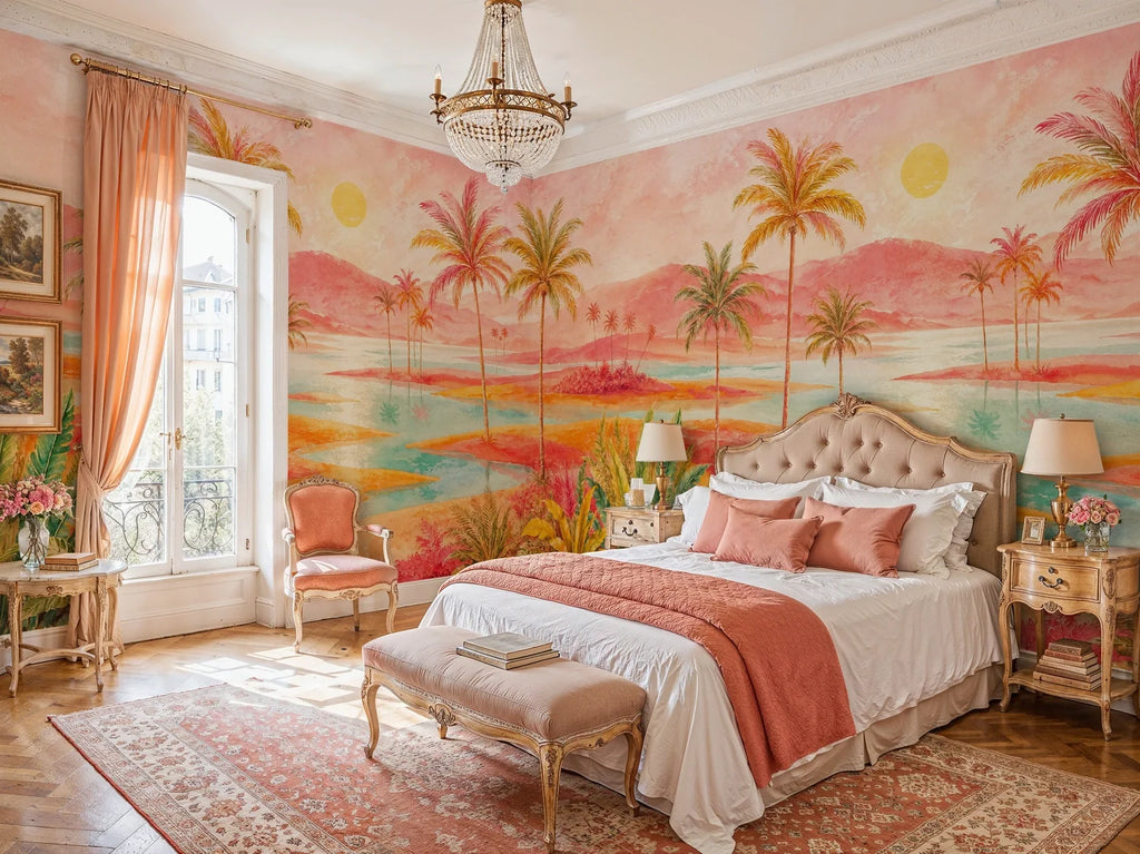 Tropical Lagoon Palm Landscape Wall Mural